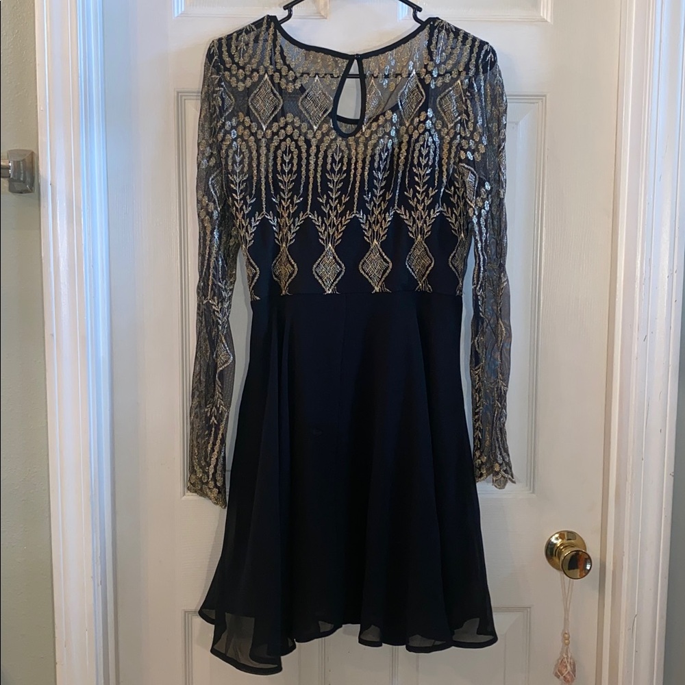 Altar'd State Black Dress with Gold Detailing - Picture 9 of 14